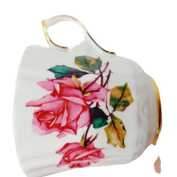 Vintage Royal London Tea Cup & Saucer Set white Red Rose Floral Numbered - Picture 3 of 14